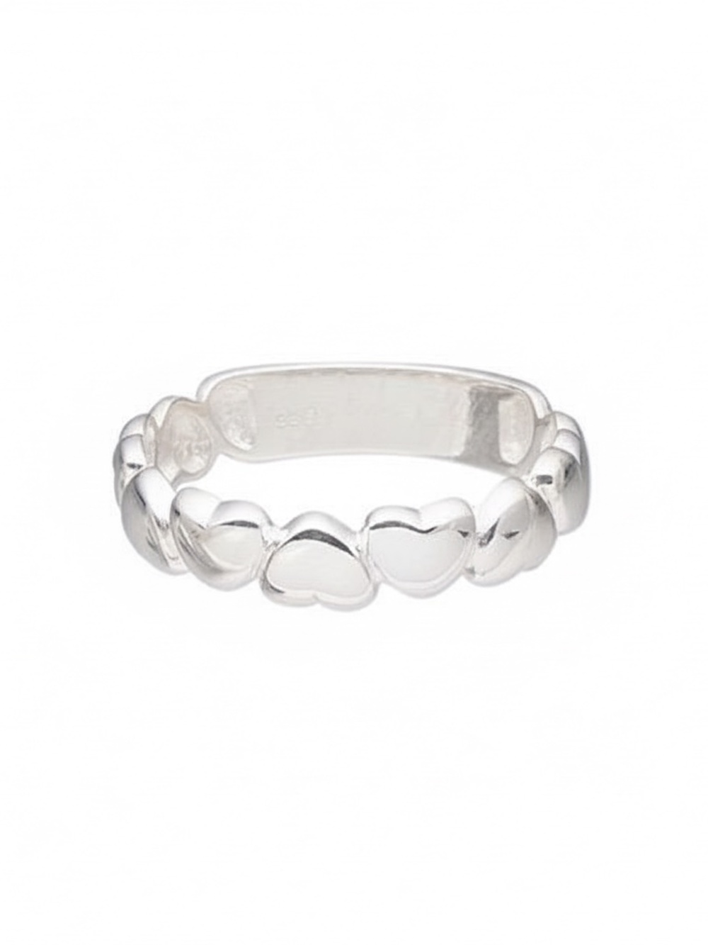 Womens Sterling Silver .925 Heart Band Ring Size 7